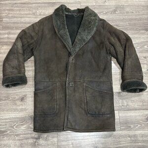 VTG Hide Society Canada Shearling Sheepskin Fur Leather Rancher Coat Mens Canada